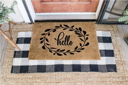 DIY Hello Wreath DIY Door Mat