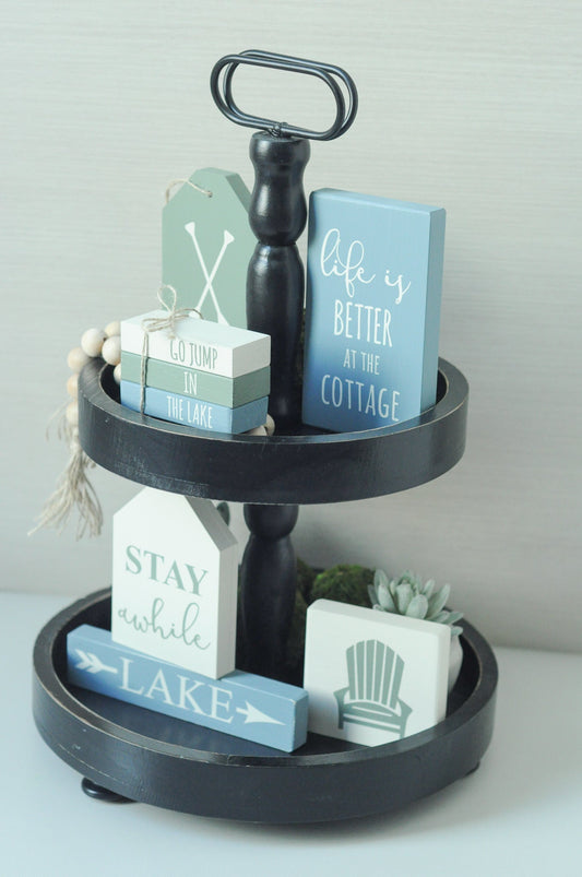 Cottage Lake Themed Tiered Tray Decor | DIY Kit - Homeworks Etc ®
