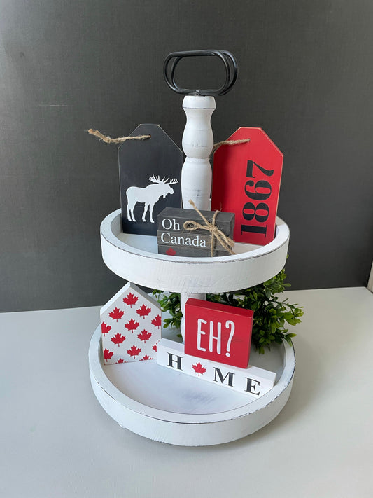 DIY Canada Day Themed Tiered Tray decor | DIY Kit - Homeworks Etc ®